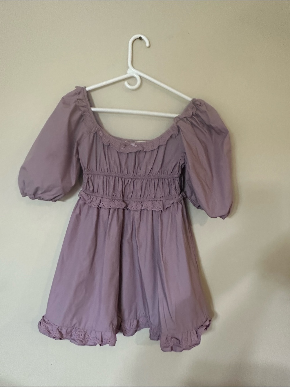 Altar'd State Lilac Puff-Sleeve Smocked Mini Dress - Picture 2 of 5